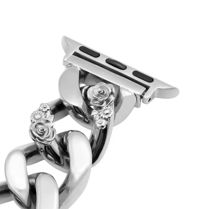 Apple Watch Straps Women Olivia Burton Silver With Floral Link Bracelet Strap Apple Watch Straps Women Olivia Burton Silver With Floral Link Bracelet Strap