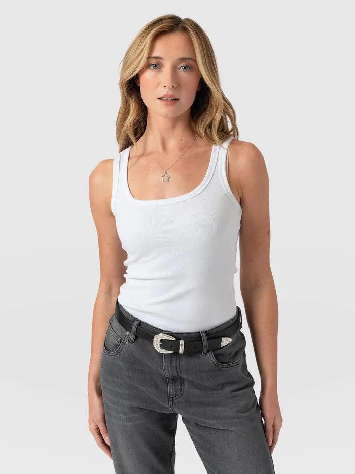 Asher Scoop Neck Vest 8211 White White Women Saint And Sofia TShirts and Tanks