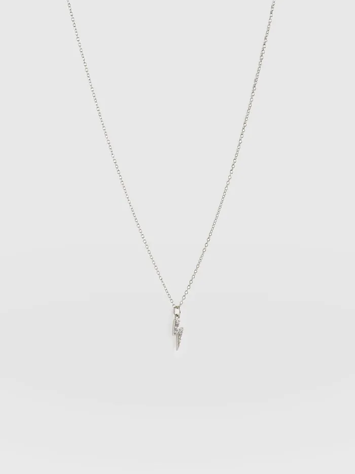 Astral Lightning Charm Necklace 8211 Silver Silver Women Saint And Sofia Necklaces Astral Lightning Charm Necklace 8211 Silver Silver Women Saint And Sofia Necklaces