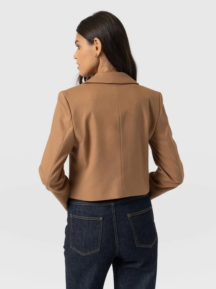 Astrid Crop Blazer 8211 Camel Camel Women Saint And Sofia Blazers