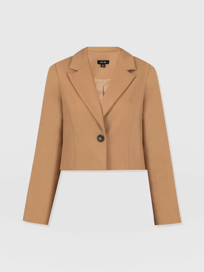 Astrid Crop Blazer 8211 Camel Camel Women Saint And Sofia Blazers
