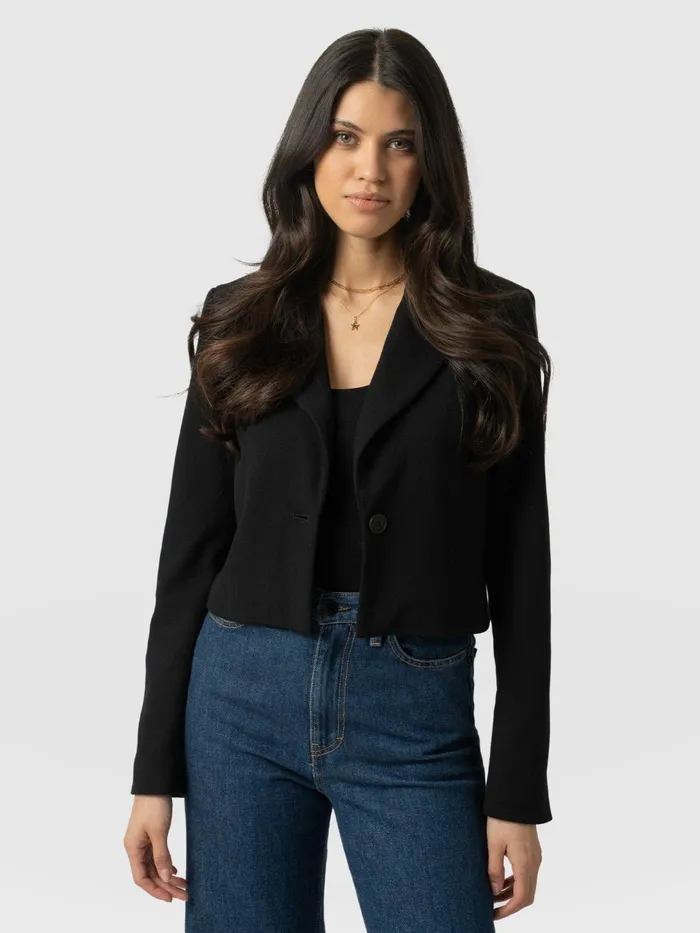 Astrid Cropped Blazer 8211 Black Black Women Saint And Sofia Blazers