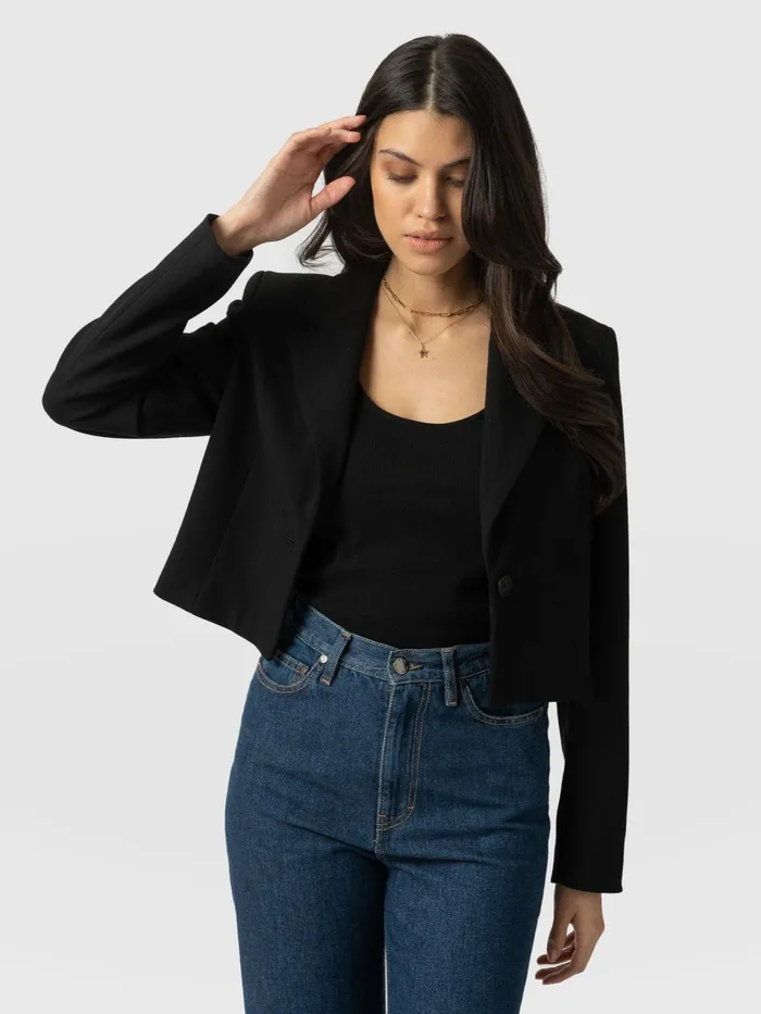 Astrid Cropped Blazer 8211 Black Black Women Saint And Sofia Blazers