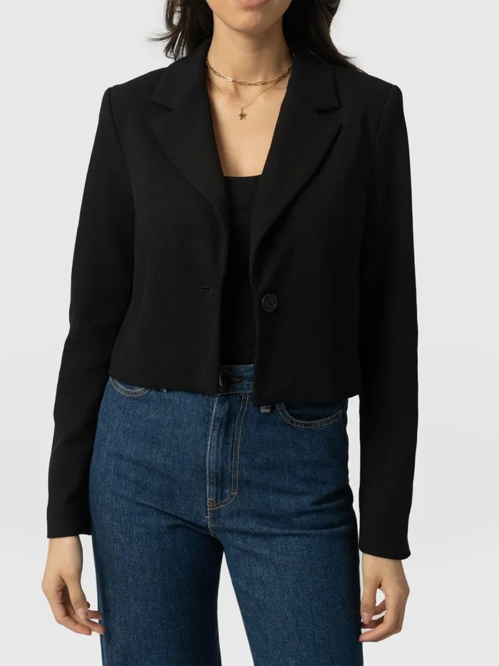 Astrid Cropped Blazer 8211 Black Black Women Saint And Sofia Blazers