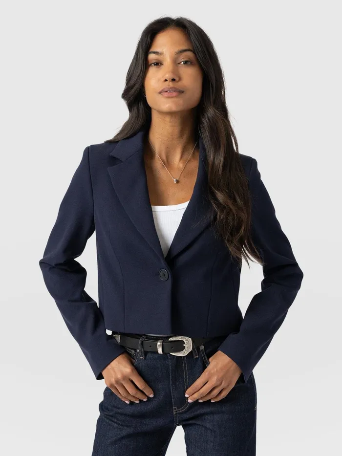 Astrid Cropped Blazer 8211 Navy Navy Women Saint And Sofia Blazers