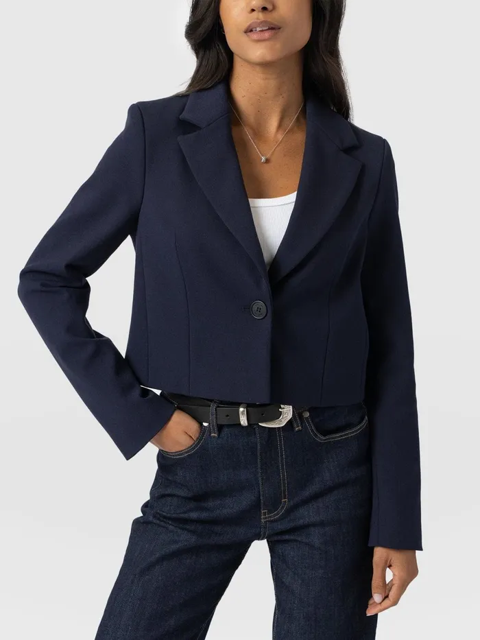 Astrid Cropped Blazer 8211 Navy Navy Women Saint And Sofia Blazers