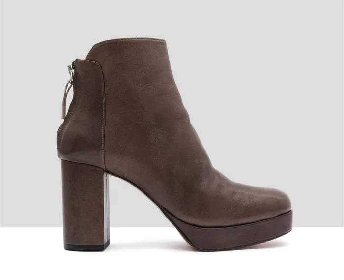 Audley Shoes High Heel Leather Booties Inaya Grey Women High Heel