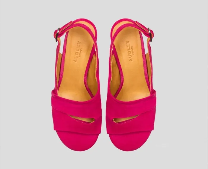 Audley Shoes High Heel Leather Sandal Bianca Fucsia Women High Heel