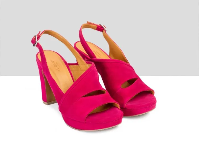 Audley Shoes High Heel Leather Sandal Bianca Fucsia Women High Heel