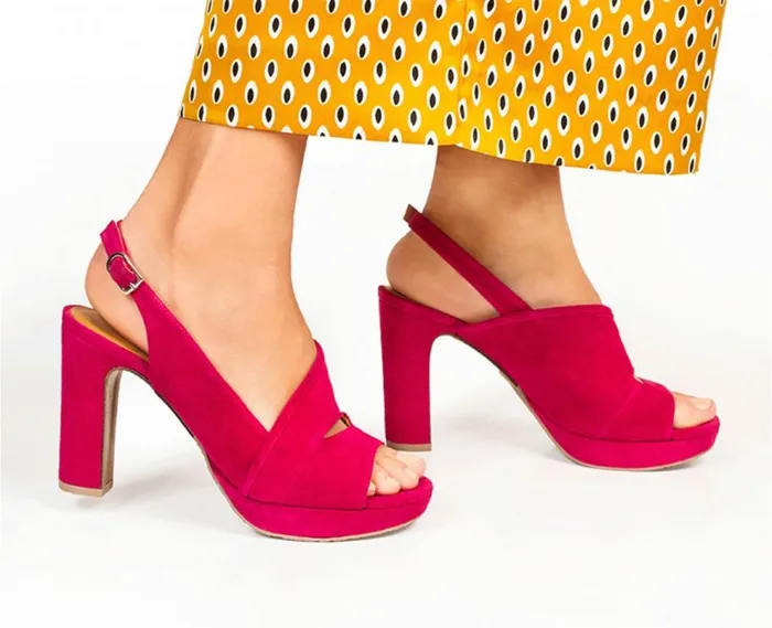 Audley Shoes High Heel Leather Sandal Bianca Fucsia Women High Heel