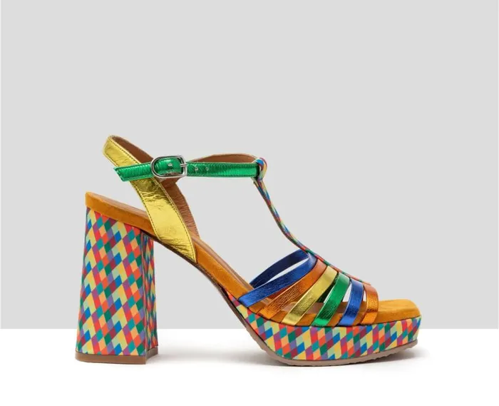 Audley Shoes High Heel Leather Sandal Hindy Green Women Wedges And Platforms