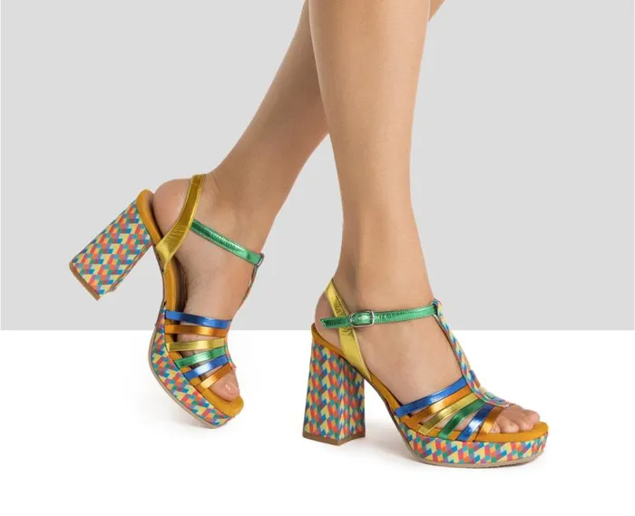 Audley Shoes High Heel Leather Sandal Hindy Green Women Wedges And Platforms