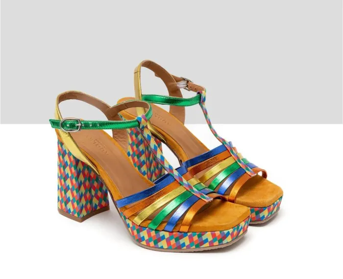 Audley Shoes High Heel Leather Sandal Hindy Green Women Wedges And Platforms