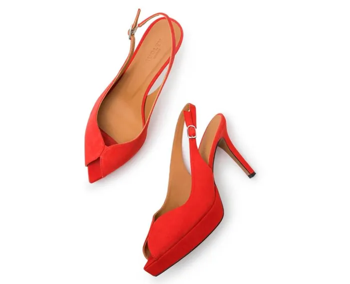 Audley Shoes High Heel Leather Sandal Jenny Orange Women High Heel