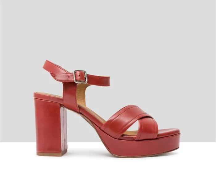Audley Shoes High Heel Leather Sandal Jesusa Red Women High Heel