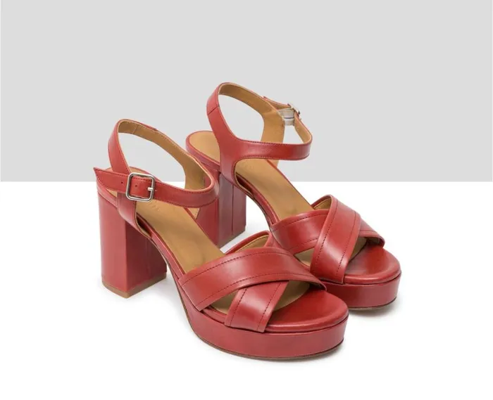 Audley Shoes High Heel Leather Sandal Jesusa Red Women High Heel