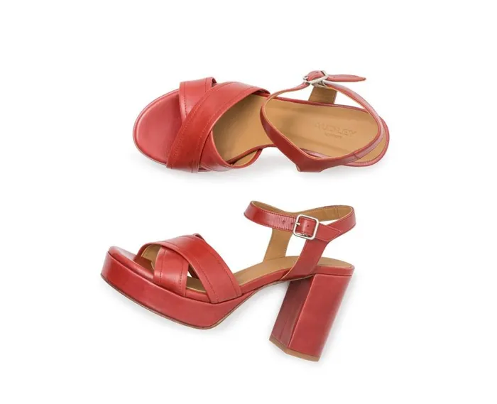 Audley Shoes High Heel Leather Sandal Jesusa Red Women High Heel