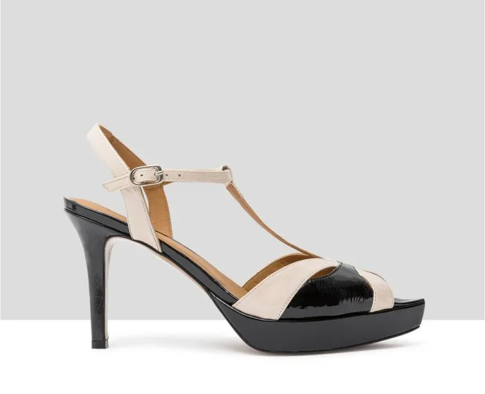 Audley Shoes High Heel Leather Sandal Junia Beige Women High Heel