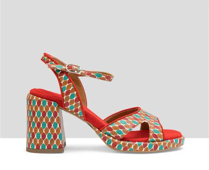 Audley Shoes High Heel Leather Sandal Lena Red Women High Heel