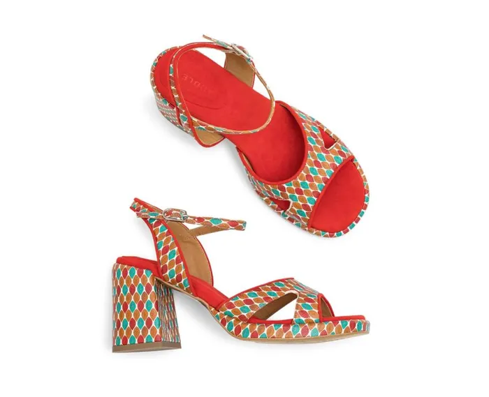 Audley Shoes High Heel Leather Sandal Lena Red Women High Heel