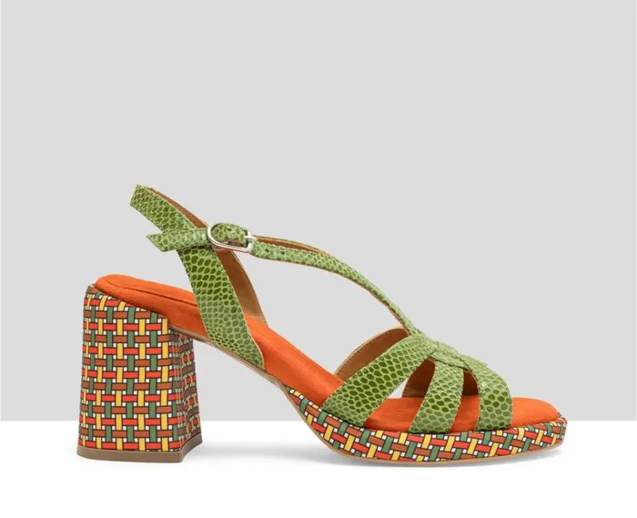 Audley Shoes High Heel Leather Sandal Leslie Green Women High Heel