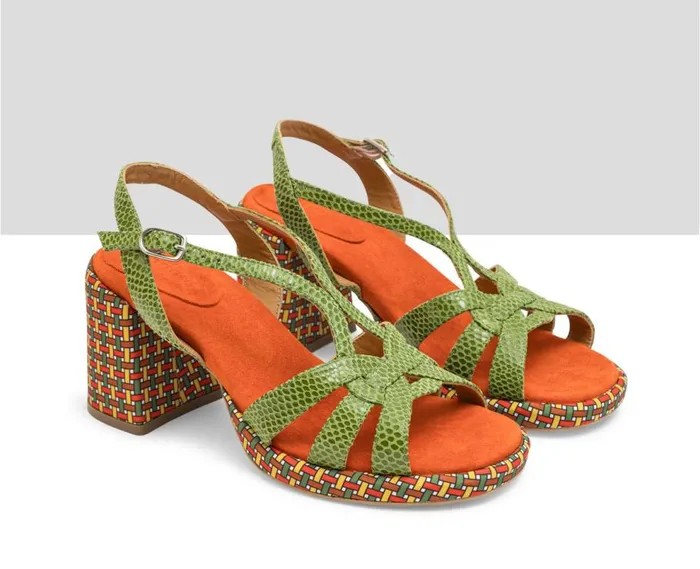 Audley Shoes High Heel Leather Sandal Leslie Green Women High Heel