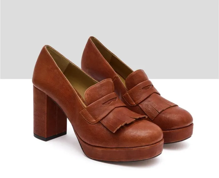 Audley Shoes High Heel Leather Shoe Isla Orange Women High Heel