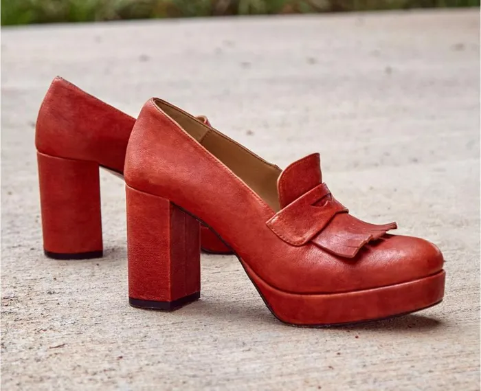Audley Shoes High Heel Leather Shoe Isla Orange Women High Heel