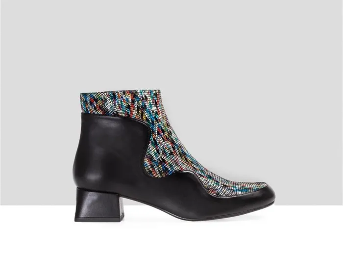 Audley Shoes Low Heel Leather Booties Elske Black Women Medium Heel