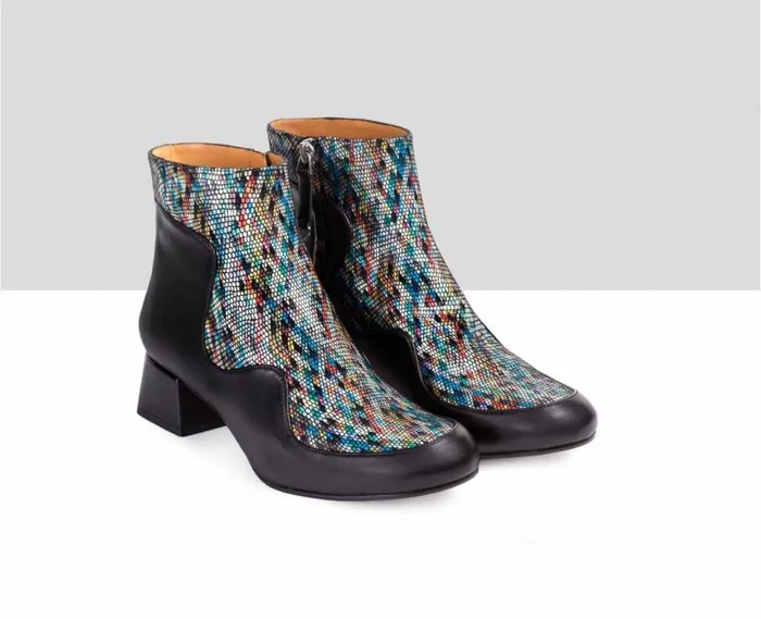 Audley Shoes Low Heel Leather Booties Elske Black Women Medium Heel