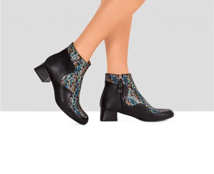 Audley Shoes Low Heel Leather Booties Elske Black Women Medium Heel