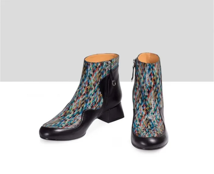 Audley Shoes Low Heel Leather Booties Elske Black Women Medium Heel