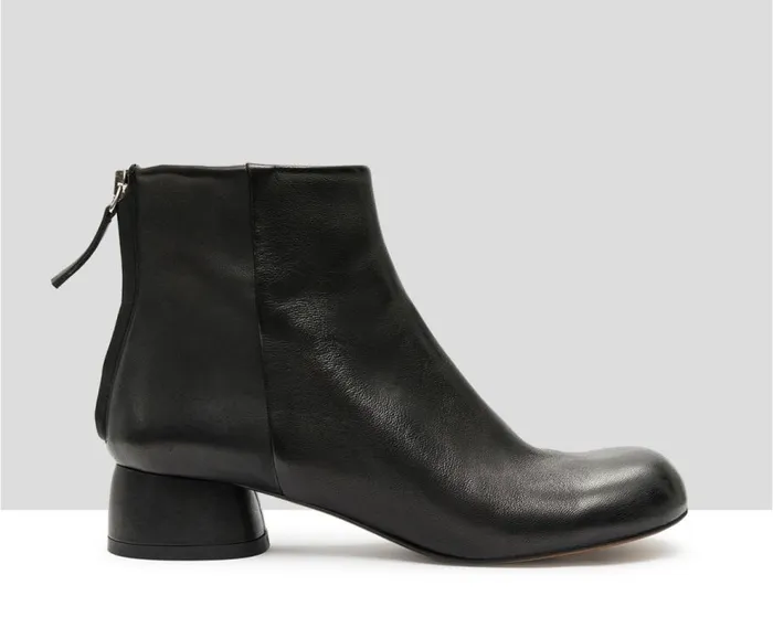 Audley Shoes Low Heel Leather Booties Kath Black Women Medium Heel