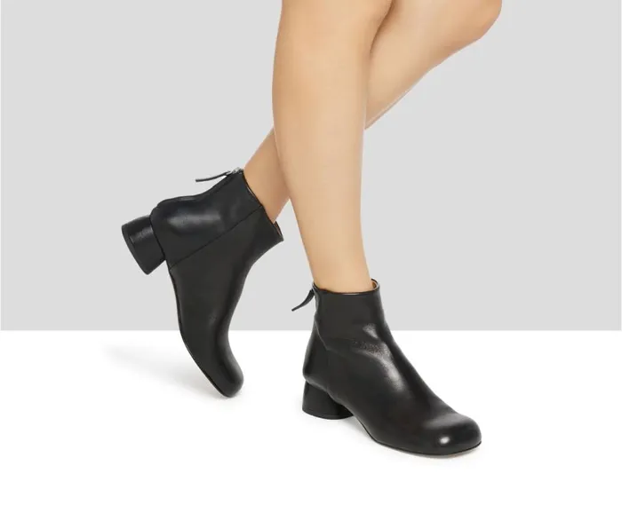 Audley Shoes Low Heel Leather Booties Kath Black Women Medium Heel