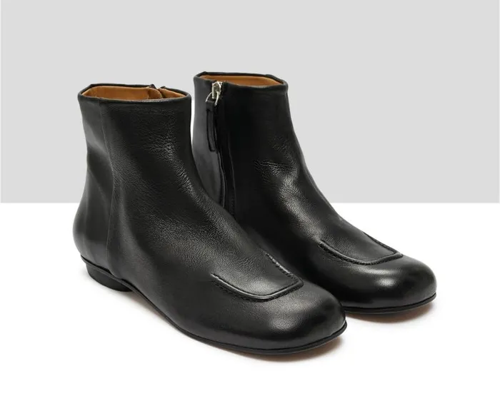 Audley Shoes Low Heel Leather Booties Keiko Black Women Low Heel
