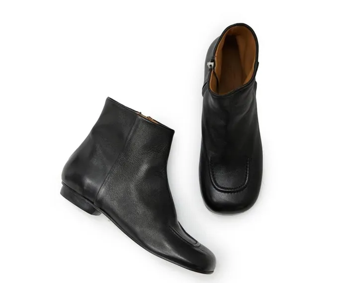 Audley Shoes Low Heel Leather Booties Keiko Black Women Low Heel