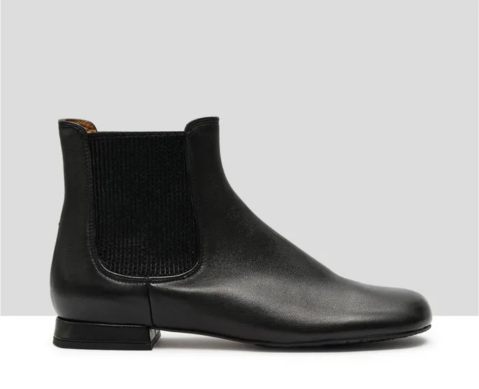 Audley Shoes Low Heel Leather Booties Kelly Black Women Low Heel