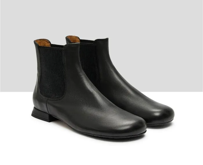 Audley Shoes Low Heel Leather Booties Kelly Black Women Low Heel