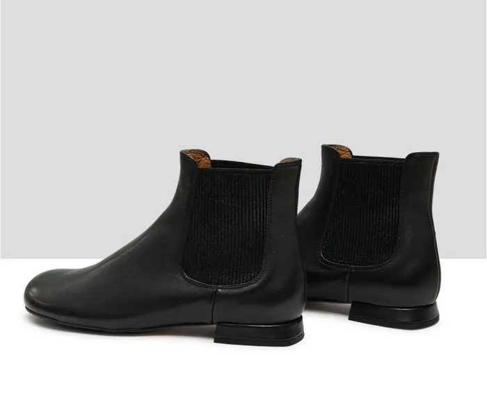 Audley Shoes Low Heel Leather Booties Kelly Black Women Low Heel