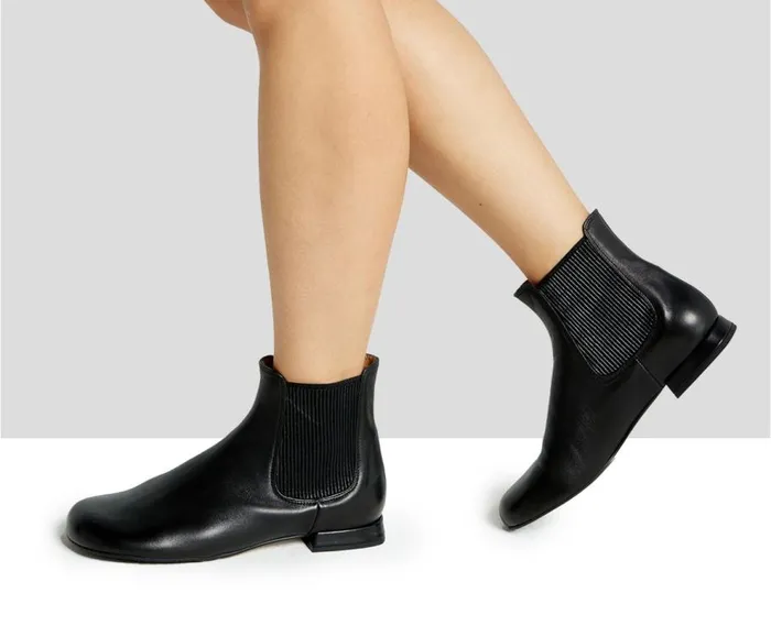 Audley Shoes Low Heel Leather Booties Kelly Black Women Low Heel