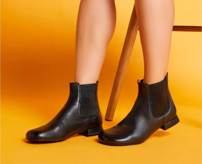 Audley Shoes Low Heel Leather Booties Kelly Black Women Low Heel