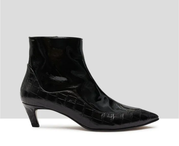 Audley Shoes Low Heel Leather Booties Kiraz Black Women Low Heel