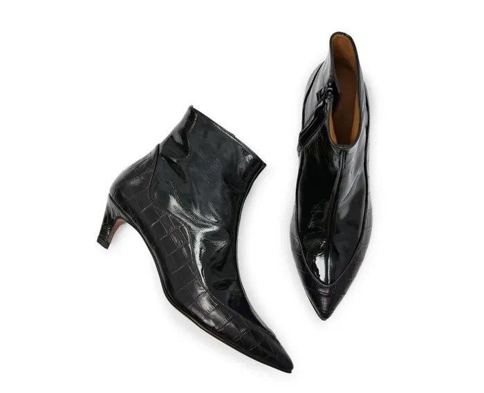 Audley Shoes Low Heel Leather Booties Kiraz Black Women Low Heel