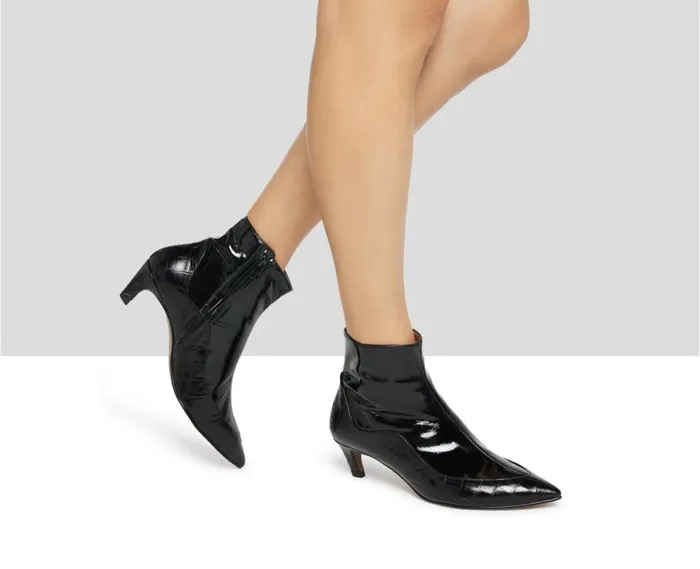 Audley Shoes Low Heel Leather Booties Kiraz Black Women Low Heel