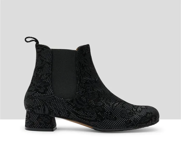 Audley Shoes Low Heel Leather Booties Kishi Black Women Low Heel