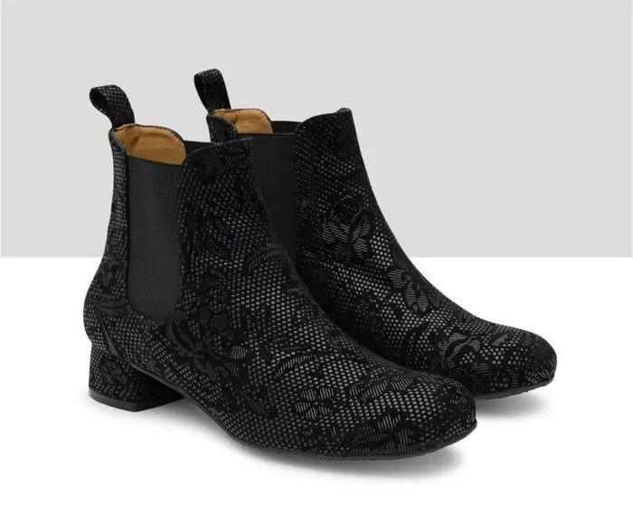 Audley Shoes Low Heel Leather Booties Kishi Black Women Low Heel