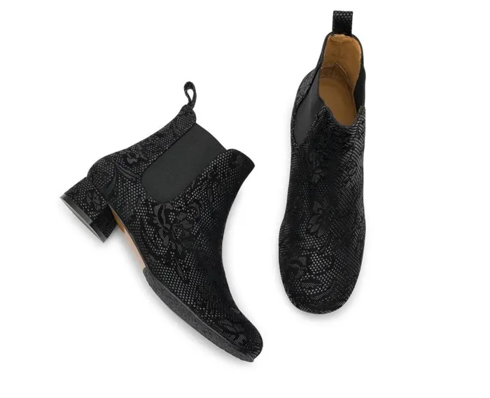 Audley Shoes Low Heel Leather Booties Kishi Black Women Low Heel