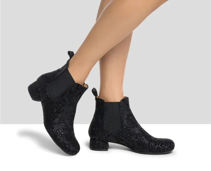 Audley Shoes Low Heel Leather Booties Kishi Black Women Low Heel
