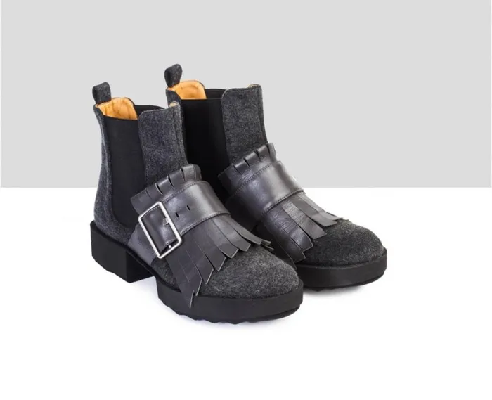 Audley Shoes Low Heel Leather Platform Booties Reese Black Women Low Heel