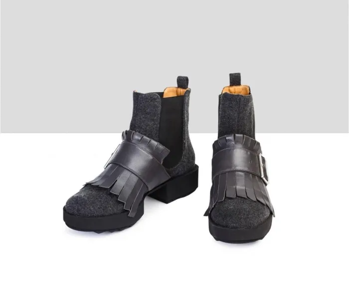 Audley Shoes Low Heel Leather Platform Booties Reese Black Women Low Heel